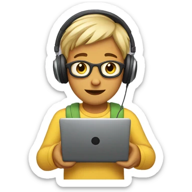 boy with laptop and headphones sticker
