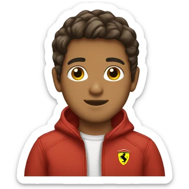 A brown Arab teenage boy with a Ferrari jacket sticker