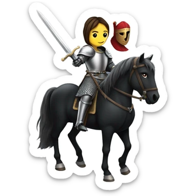 medieval female knight on a black horse with a sword sticker