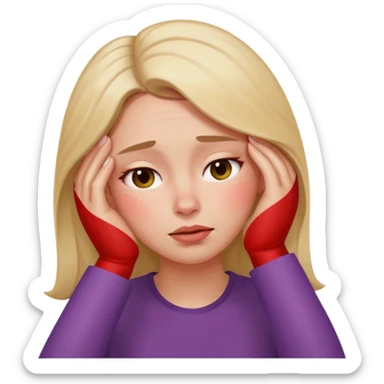 woman fainting with hand on forehead, expressive, apple style emoji sticker