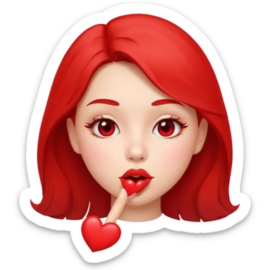Emoji, girl's face blowing a kiss, puckered lips, small heart sticker