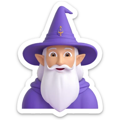 strange wizard with exaggerated features, 3D emoji style sticker