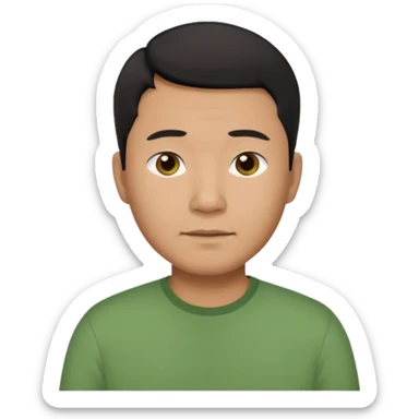 asian father man black short hair green shirt sticker