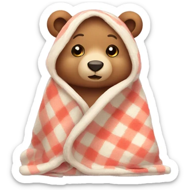 cute bear cozy in blanket sticker
