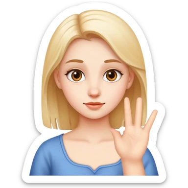 A girl show a like sticker