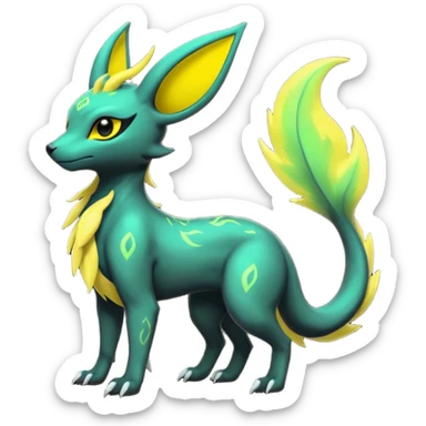 Dark Edgy Salandit-Leafeon-Umbreon-Fakémon-hybrid-creature (full body)  sticker
