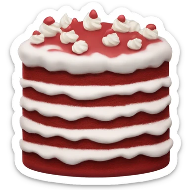 Kawaii red velvet cake  with layers and frosting  and dollops of whipped cream sticker