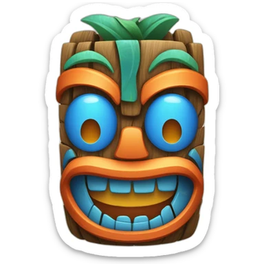 Tiki with colors blue and orange-butterflyl-tornado-smile sticker