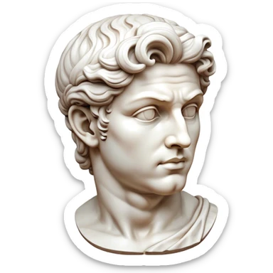 Cinematic Realistic Michelangelo's David Sculpture Emoji, depicted as a masterful Renaissance statue with idealized proportions and a serene noble expression, rendered with lifelike marble textures and soft classical lighting that captures its timeless beauty. sticker