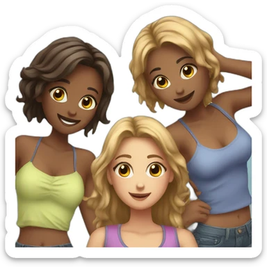 Three girl friends having fun cute  sticker