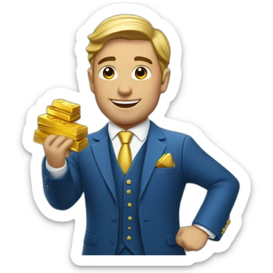 Posh-man-with-blue-suit-offering-goldbar sticker