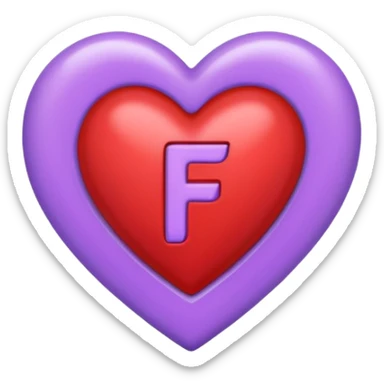 un corazon rojo CON LA LETRA F EN EL CENTRO DE COLOR LILA sticker