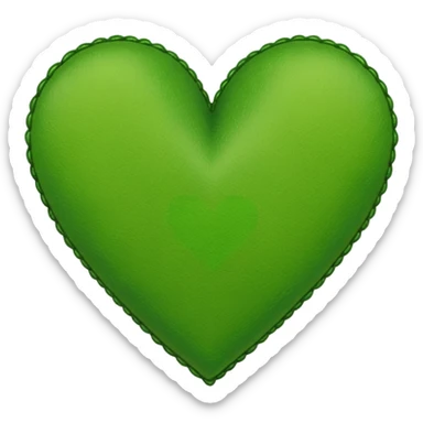 green heart with a stitched border sticker