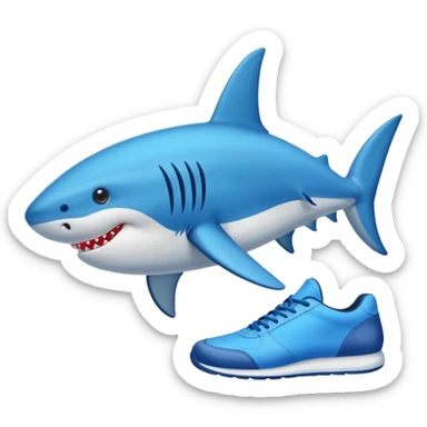 Un tiburón con zapatos azules por su aletas sticker