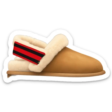 Ugg platform  camel color slippers with thin zigzag red line on the cuff sticker