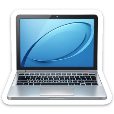 3D minimal icon of a premium silver or whity laptop with a clear #FF3D00 accent, clean, modern, high-end tech style. sticker