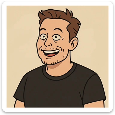 Elon Musk, cartoon style, playful and bold sticker