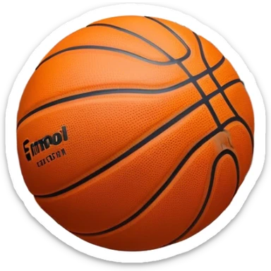 Cinematic Realistic image of a basketball captured in dynamic motion, with detailed surface textures and a slight motion blur, set against a vibrant urban backdrop with energetic lighting sticker