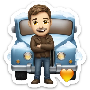 man with brown hair hold ice heart in the ice cube near rolls royce that has car number "miss you"   sticker