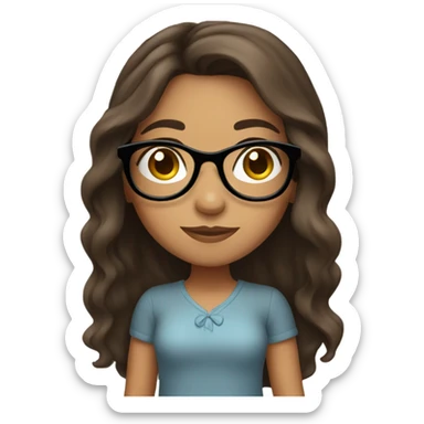 Hispanic girl with glasses, long brown hair  sticker