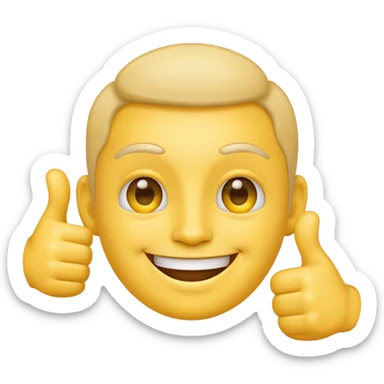 Like a regular yellow face emoji that’s giving a double thumbs up sticker