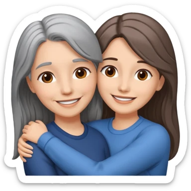 2 Frauen, die sich umarmen, davon 1 grauhaarig, 1 braunhaarig, lange Haare sticker