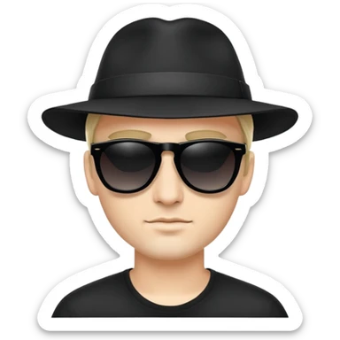 Kepala laki-laki, menggunakan topi hitam dan kaca mata hitam sticker