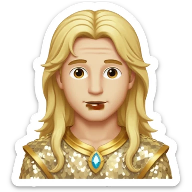 Adonis, God of Beauty with long golden blonde hair, cream sequin outfit sticker