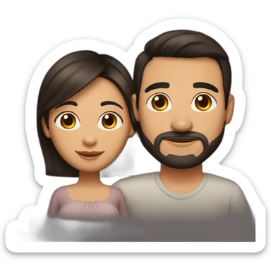 Latin pregnant woman with dark brown medium-long hair and a husband without a mustache or beard and short dark brown haircut sticker