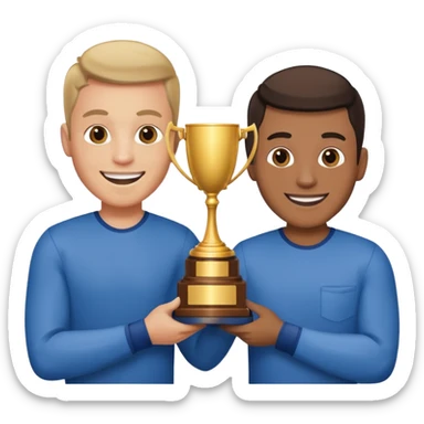 winner ceremony with one guy handing another guy a trophy sticker