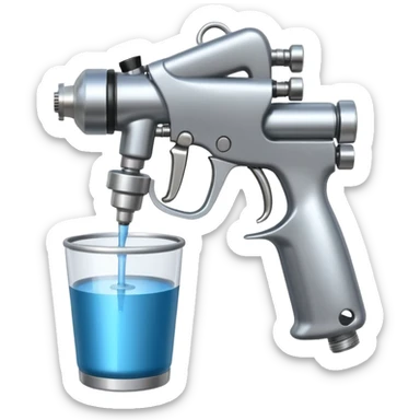 metal spray gun with clear cup attached sticker
