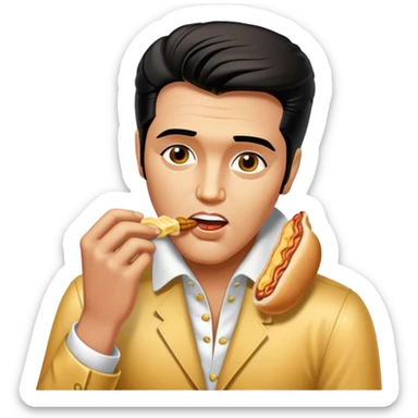 Elvis Presley eating a peanut butter banana bacon sandwich sticker