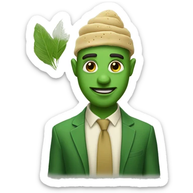 a god named "Hummus Green". He is made of hummus with plant-based features sticker