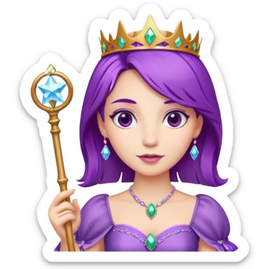 Princesses with Magic Wand in Purple Hair sticker