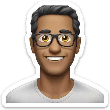 face of latin american man smiling with clear protective glasses sticker