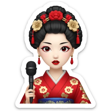 geisha singing with micro sticker