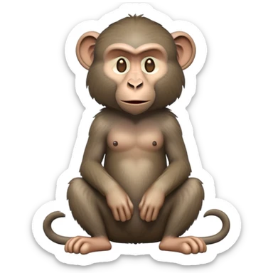 cinematic-baboon-full-body-sitting-emoji,-head-tilted-dramatically,-thick-grey-and-brown-fur,-simplified-yet-realistic-focused-features,-highly-detailed,-glowing-with-an-almost-sarcastic-glow sticker