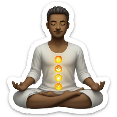 Man with 7 chakra symbols meditating mudra sticker