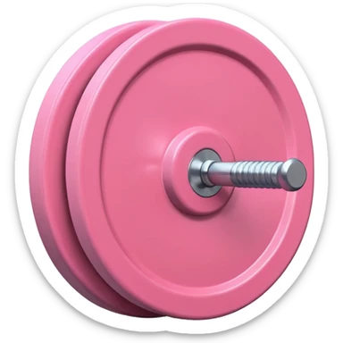 Pastel pink barbell with matching weight plates, minimal backdrop sticker
