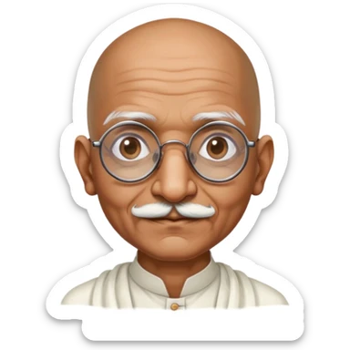Mahatma Gandhi, Indian freedom fighter with round glasses and bald head sticker