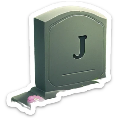 tombstone with the letter J on a meadow sticker