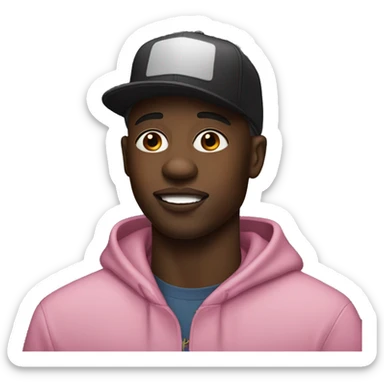 A black man that looks like dababy with a cap flipped to the side sticker