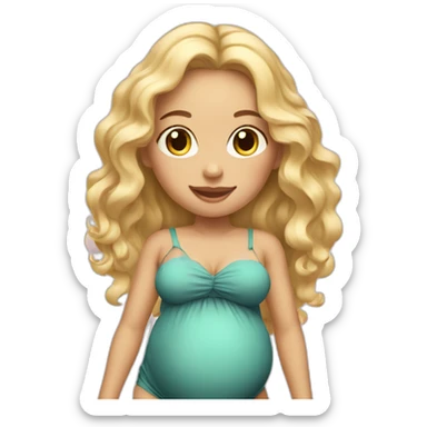 adorable pregnant blond full body women with beach-wave-hair sticker