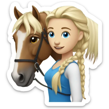 Blonde with blue eyes girl with horse  sticker