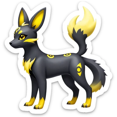 Shiny Exotic Excessive Mysterious Umbreon-Houndour-Poochyena-Pokémon-Fakémon-hybrid-creature (full body) sticker