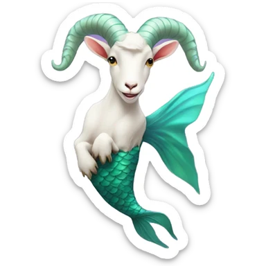 Goat attached to a mermaid fish tail, creature mythology  sticker