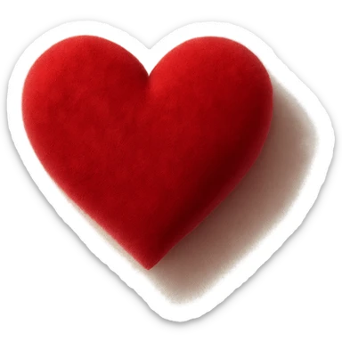 heart with a soft velvet shadow, digital illustration, no background sticker