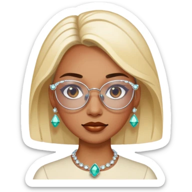 gem lover woman with gem accessories excessive amount gem glassess sticker