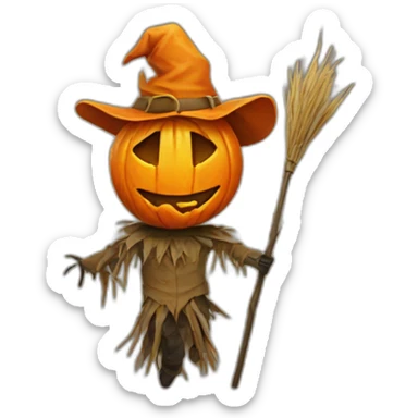 evil orange scarecrow sticker