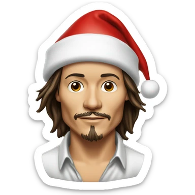 Johnny Depp with santa hat sticker